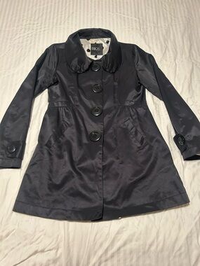 BKE Black Women's Trench Coat with Button Front